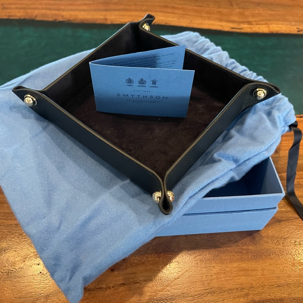 Smythson Black and Light Blue Leather Organizer